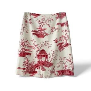 Talbots Red and White Pencil Skirt